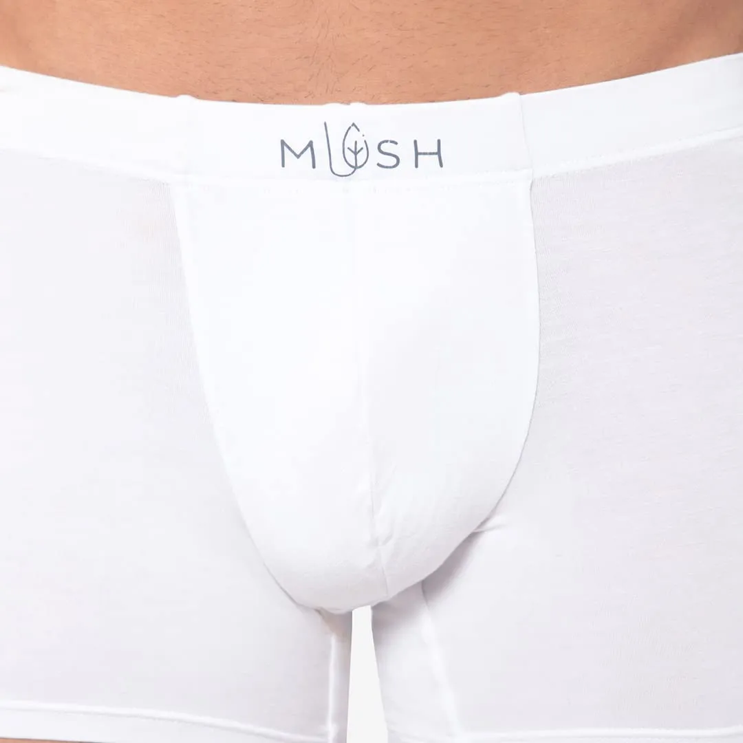 Mush Ultra Soft, Breathable, Feather Light Men's Bamboo Trunk || Naturally Anti-Odor and Anti-Microbial Bamboo Innerwear (S, White)