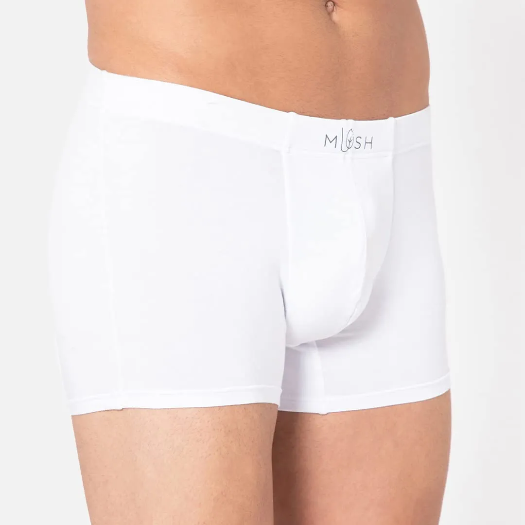 Mush Ultra Soft, Breathable, Feather Light Men's Bamboo Trunk || Naturally Anti-Odor and Anti-Microbial Bamboo Innerwear (S, White)