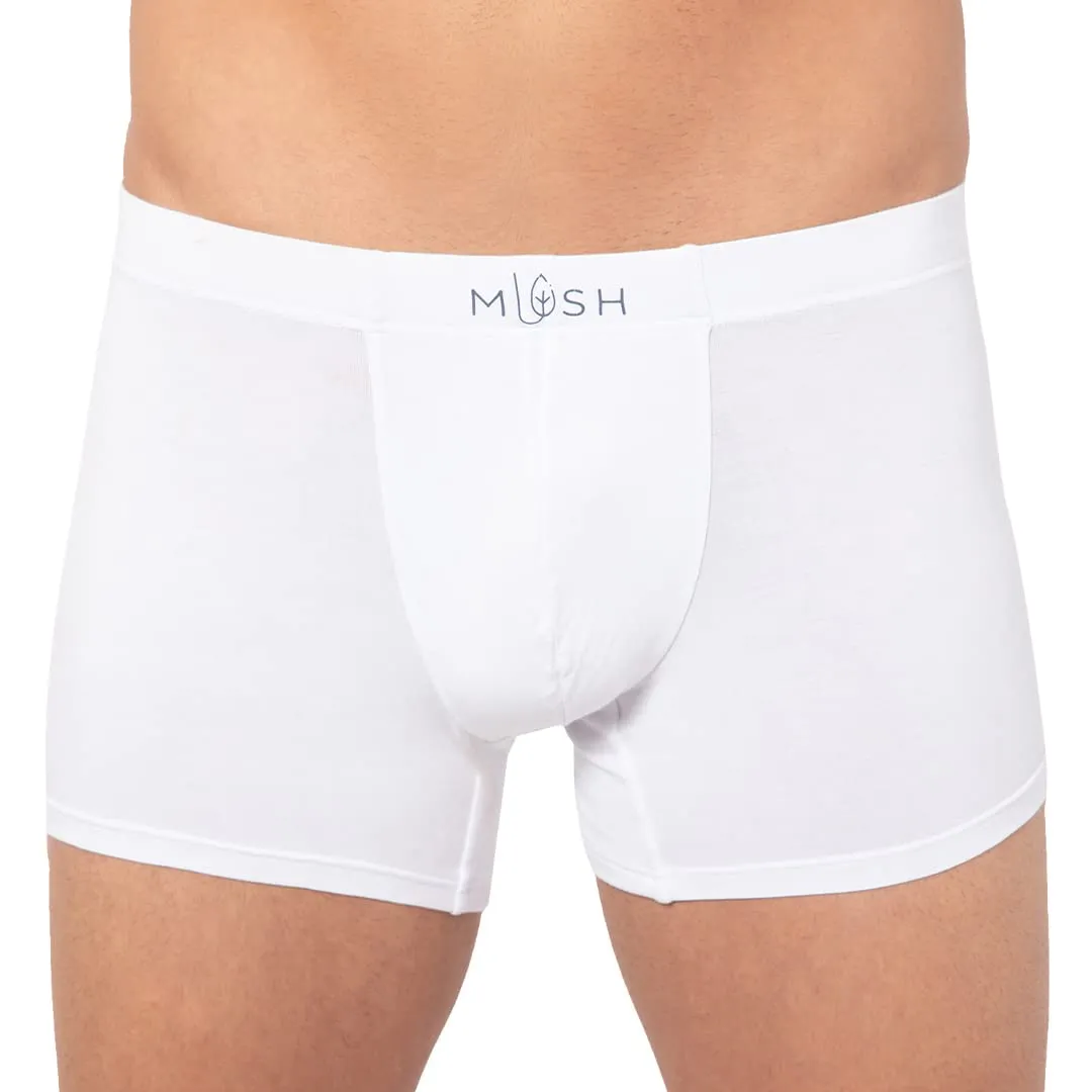 Mush Ultra Soft, Breathable, Feather Light Men's Bamboo Trunk || Naturally Anti-Odor and Anti-Microbial Bamboo Innerwear (S, White)