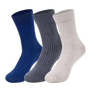 Mush Ultra-Soft, Odorless, Breathable Bamboo Calf Length Formal Socks (Dark Grey, Navy Blue & Light Grey, 3)