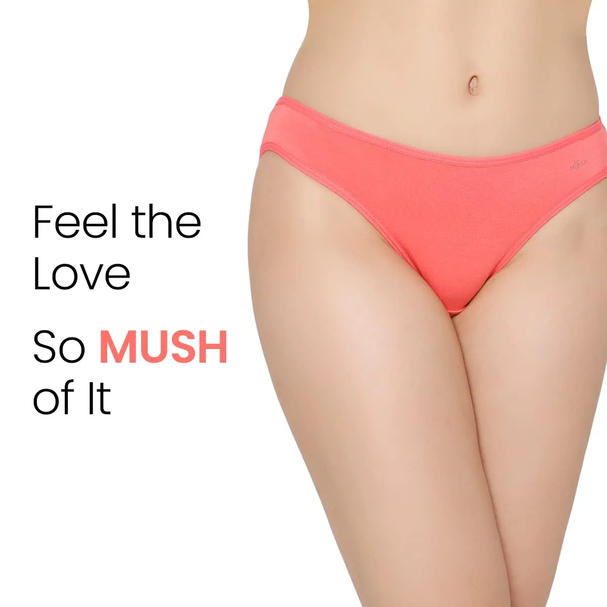 Mush Womens Ultra Soft Bamboo Modal Bikini Brief || Breathable Panties || Anti-Odor, Seamless, Anti Microbial Innerwear (M, Rose Pink)