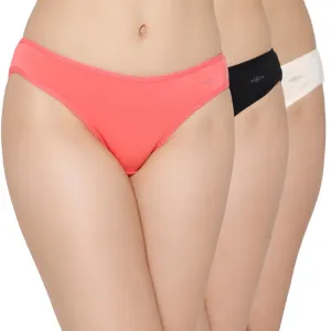 Mush Womens Ultra Soft Bamboo Modal Bikini Brief || Breathable Panties || Anti-Odor, Seamless, Anti Microbial Innerwear Pack of 3 (XL, Rose Pink Black and Beige)