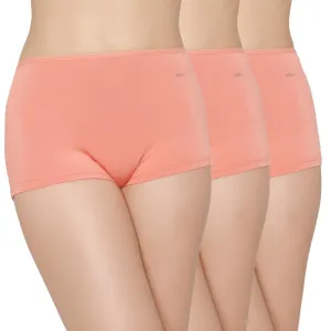 Mush Womens Ultra Soft High Waist Bamboo Modal Boyshorts || Breathable Panties || Anti-Odor, Seamless, Anti Microbial Innerwear (L - Pack of 3, Peach Color)