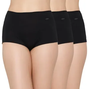 Mush Womens Ultra Soft High Waist Bamboo Modal Boyshorts || Breathable Panties || Anti-Odor, Seamless, Anti Microbial Innerwear (M- Pack of 3, Black Color)