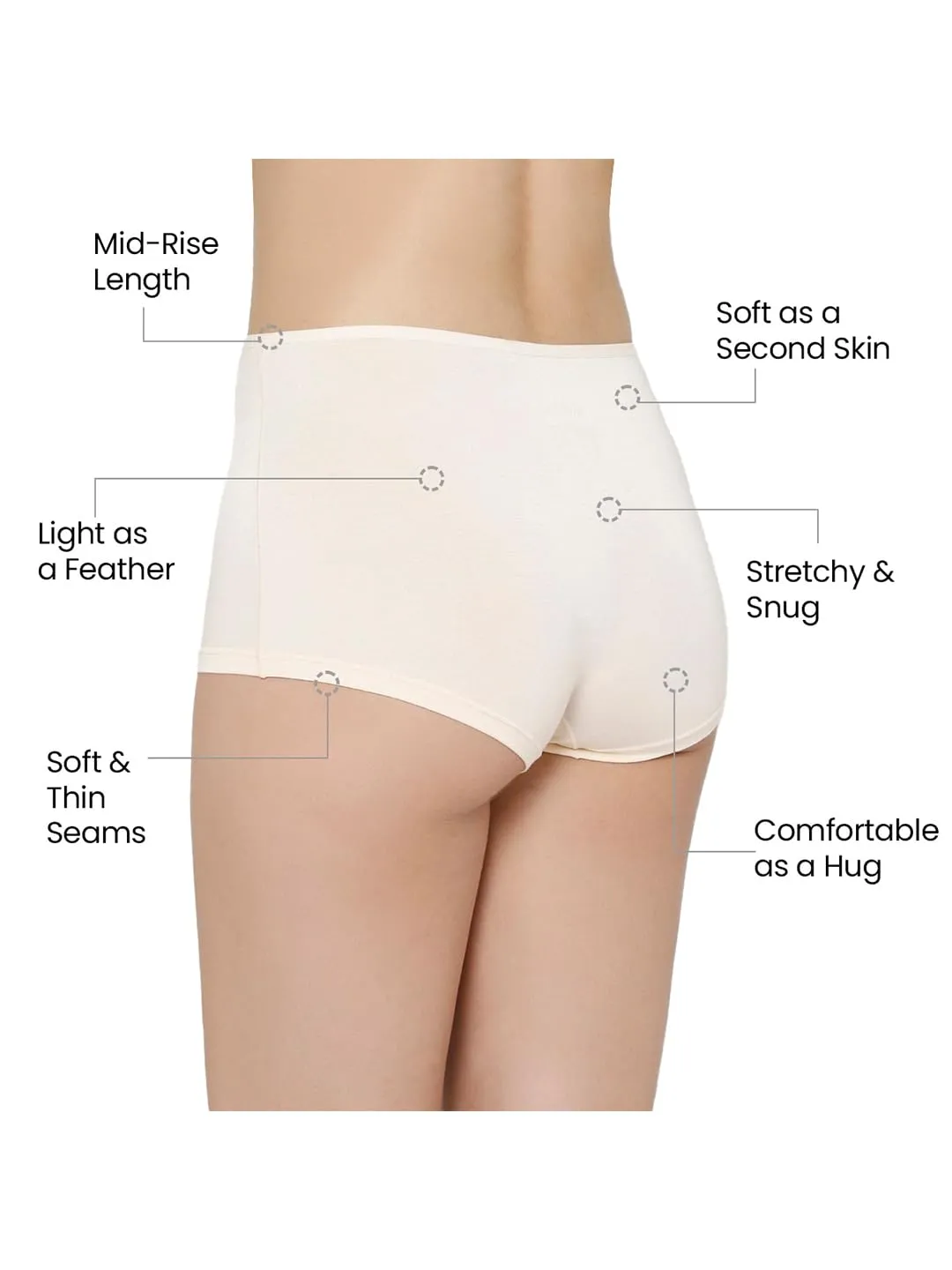 Mush Womens Ultra Soft High Waist Bamboo Modal Boyshorts || Breathable Panties || Anti-Odor, Seamless, Anti Microbial Innerwear (M- Pack of 3, Peach, Beige & Black)