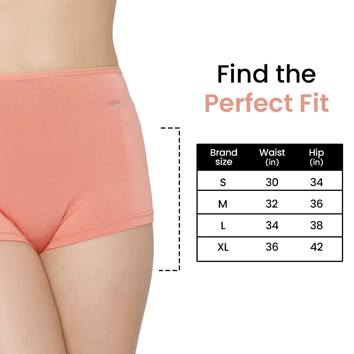 Mush Womens Ultra Soft High Waist Bamboo Modal Boyshorts || Breathable Panties || Anti-Odor, Seamless, Anti Microbial Innerwear (M- Pack of 3, Peach Color)