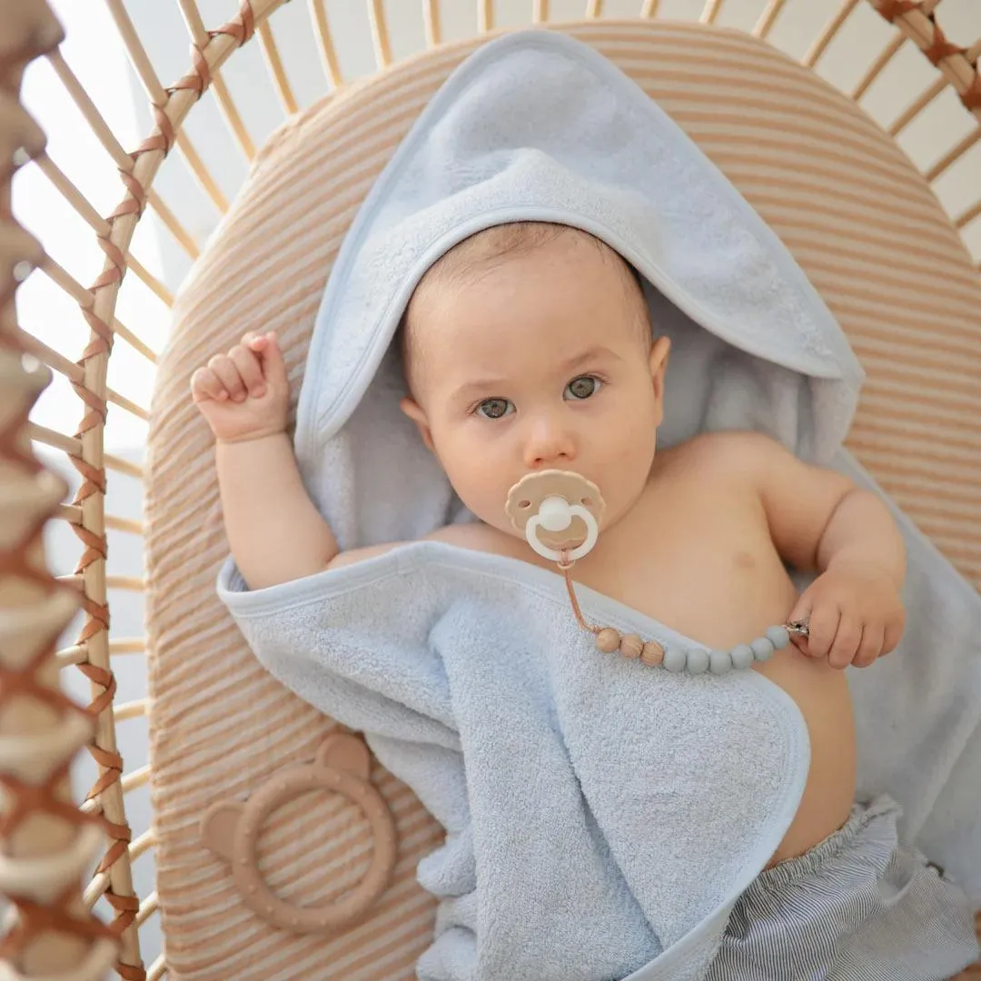 Mushie Hooded Towel - Baby Blue