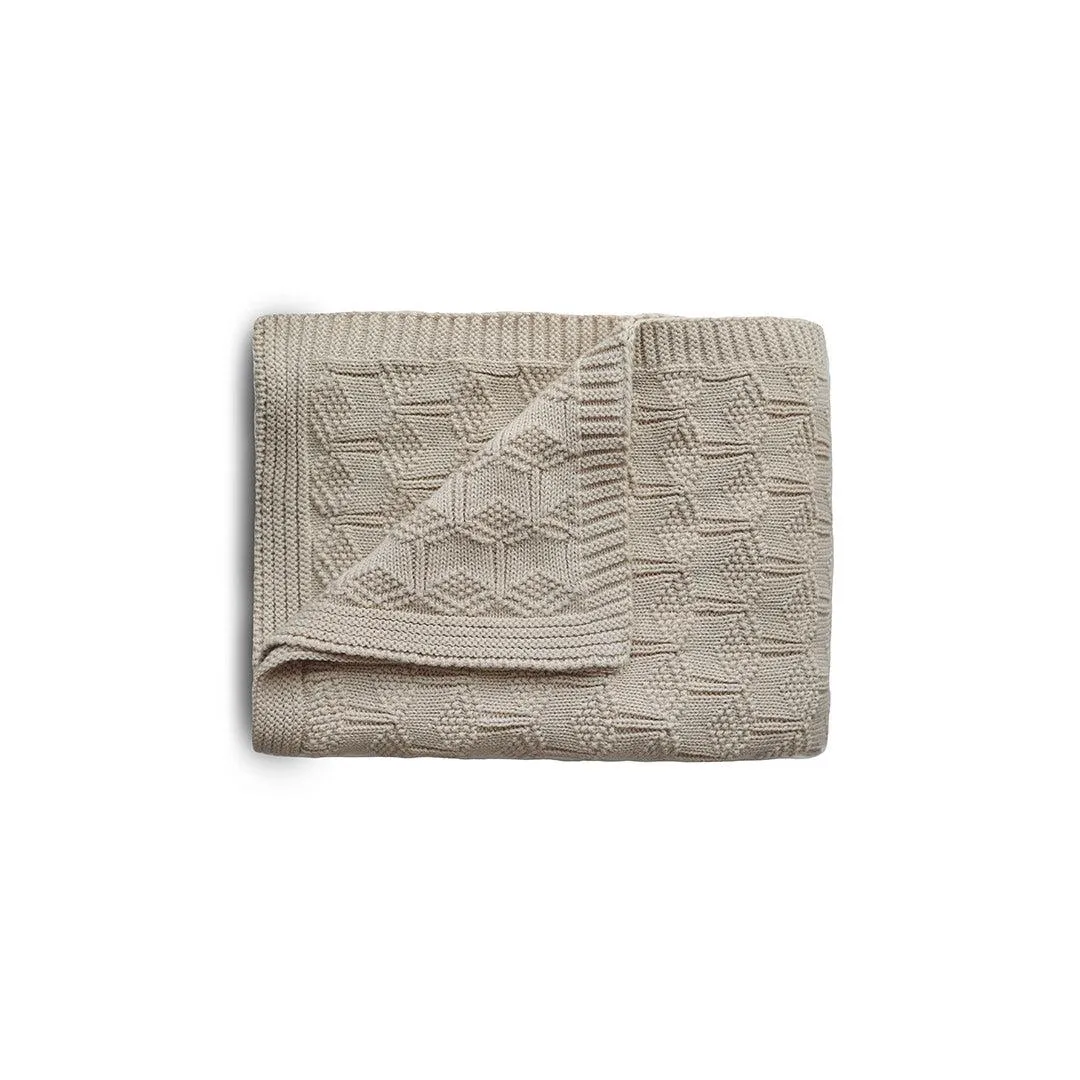 Mushie Knitted Baby Blanket - Honeycomb/Beige