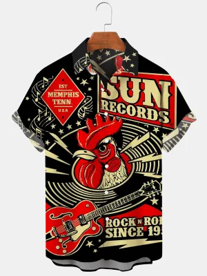 Music Cock Guitar Men's hawaiian Shirts