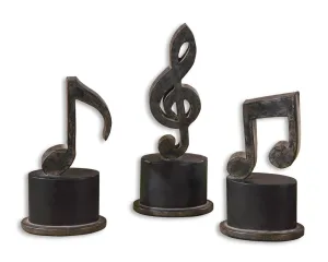 Music Notes Metal Figurines, Set/3