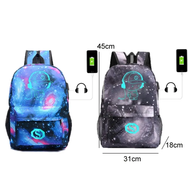 Music Prince Luminous USB Rechargeable Computer Backpack(Gray Starry Sky)