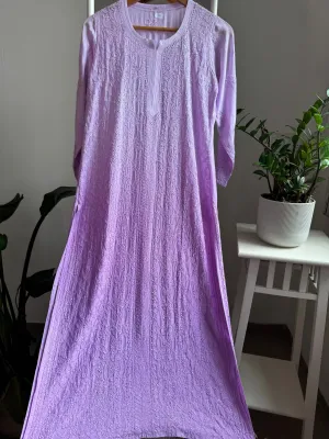 Muslin Chikankari Kurti - Lavander Ombre