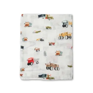 muslin swaddle - happy trucks