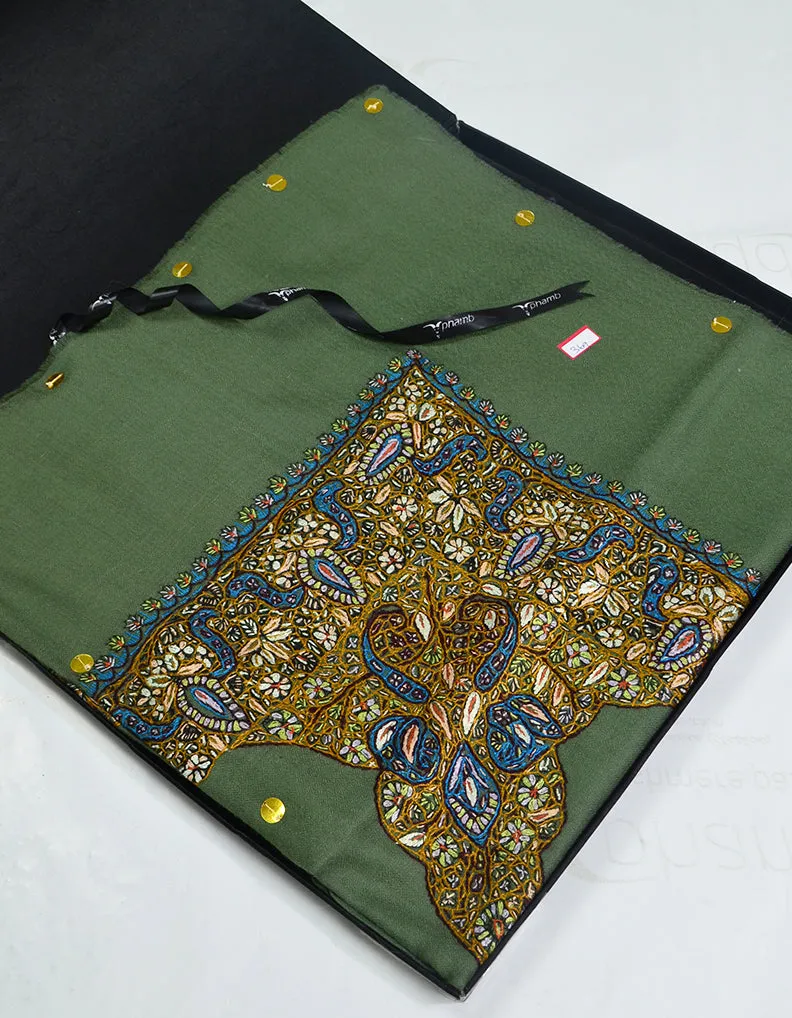 Mussar Rumaal Large Naqsha Olive Green RL00369