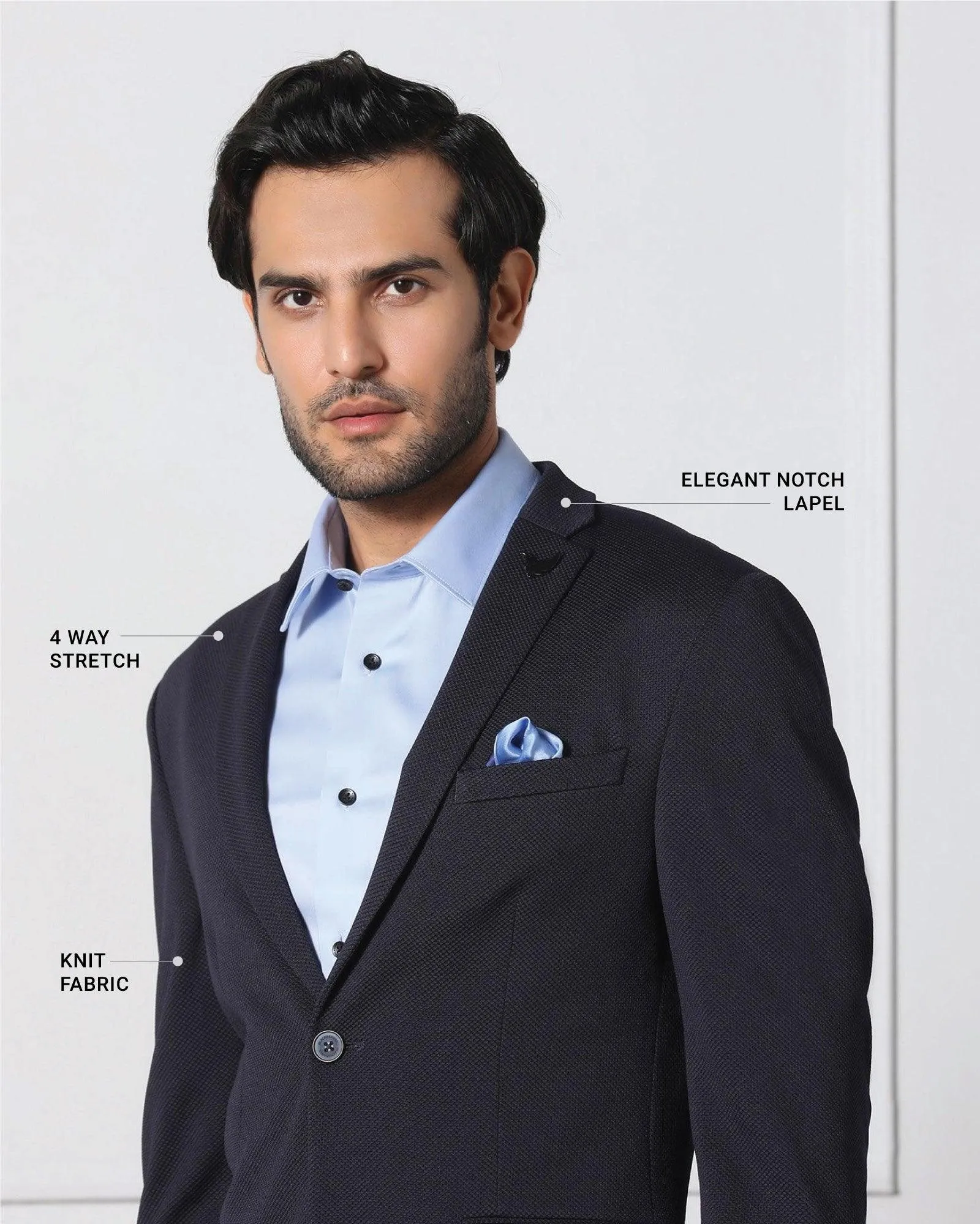 Must Haves Formal Navy Textured Blazer - Japson