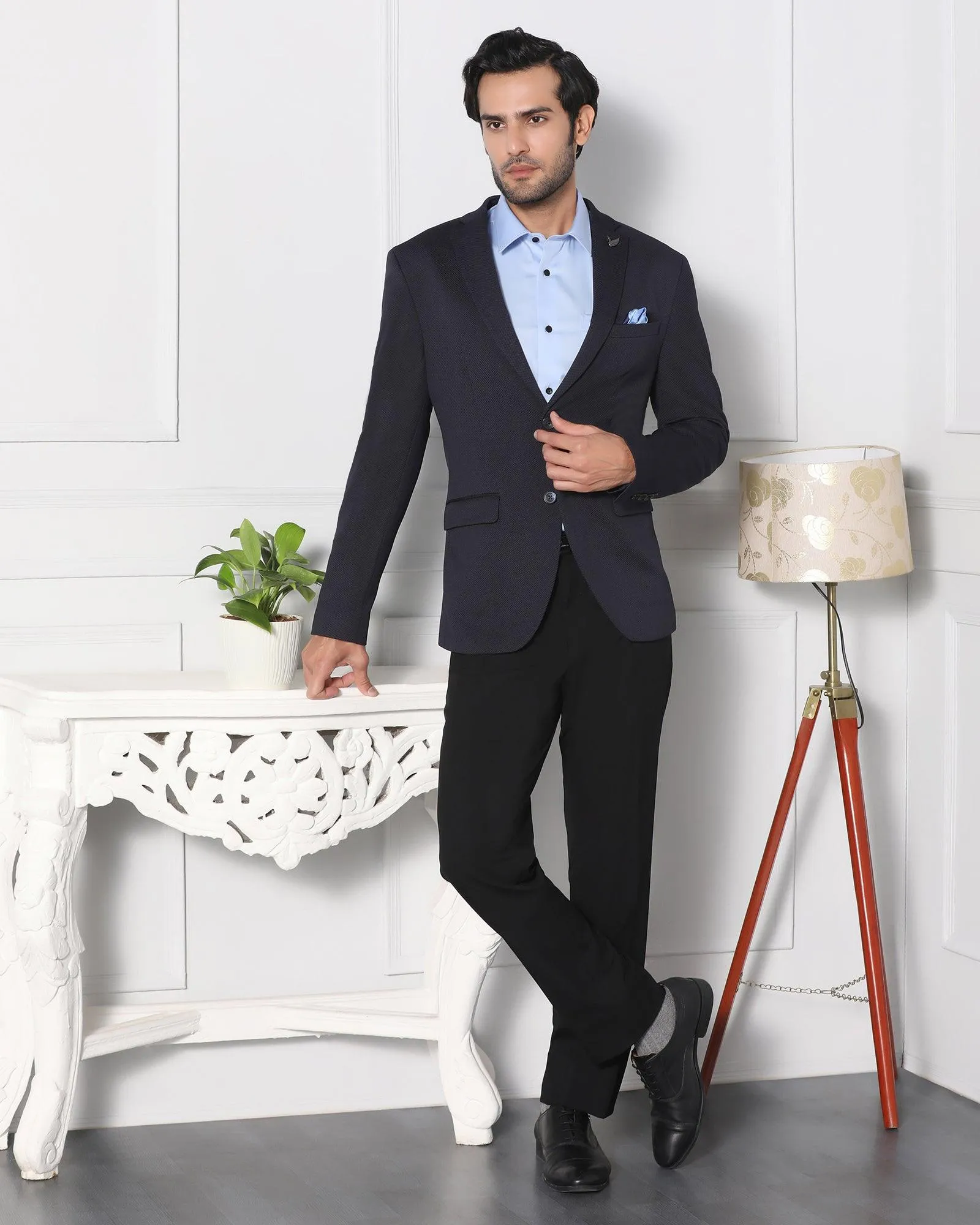 Must Haves Formal Navy Textured Blazer - Japson