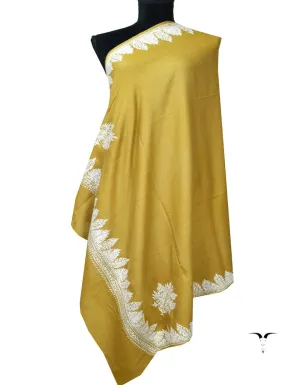 Mustard and Sliver Embroidery Pashmina Shawl 7363