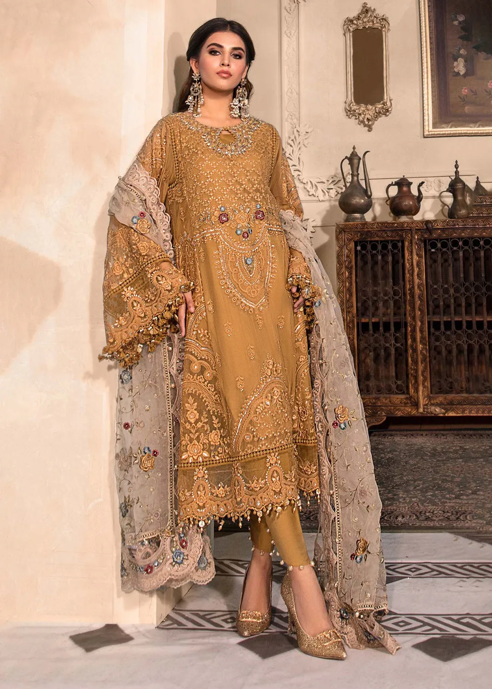 Mustard Embroidered Suit - Maria B - Mbroidered Heritage Edition - BD-2606