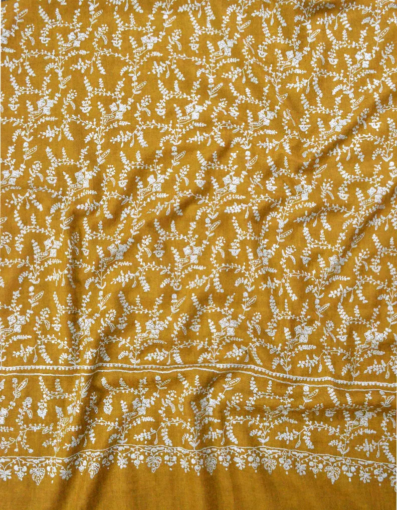 Mustard Embroidery Pashmina Shawl 7248