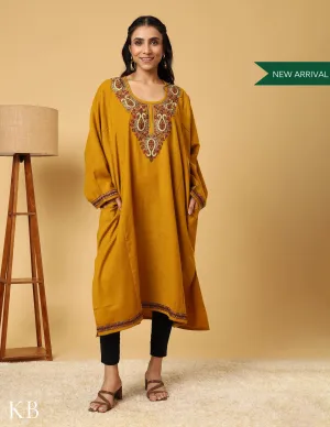 Mustard Marvel sozni Zari Embroidered Pure Wool Phiran