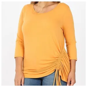 Mustard Plus Size Quarter Sleeve Top