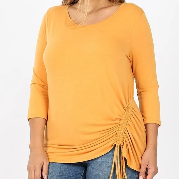 Mustard Plus Size Quarter Sleeve Top