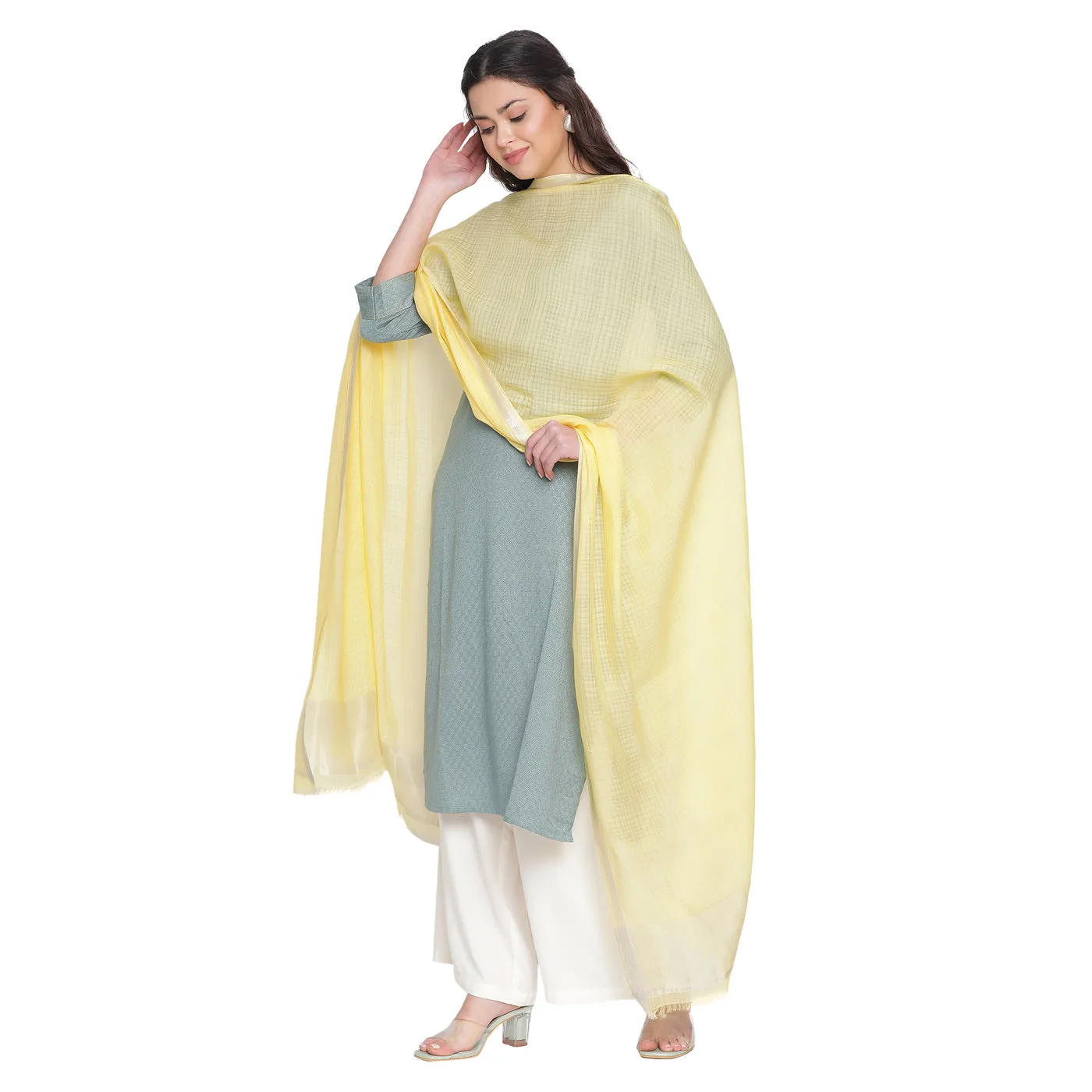 Mustard Silk Tencel Woven Dobby Dupatta