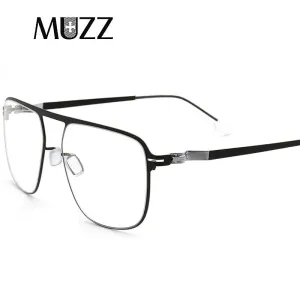 Muzz Men's Full Rim Oversized Square Sillicone Alloy Ultem Frame Eyeglasses 7923