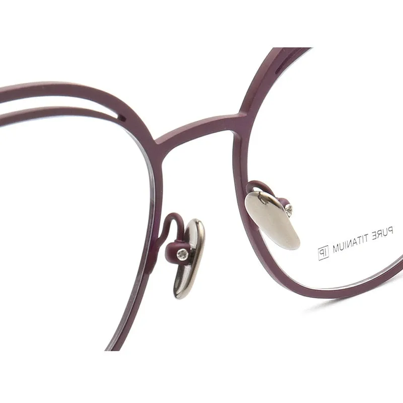 Muzz Women's Full Rim Square Cat Eye Titanium Frame Eyeglasses T7037