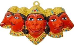 MVP Panchmukhi Hanuman Ji Handcrafted Decorative Colour face Terracotta Wall Hanging with Goddess Faces,