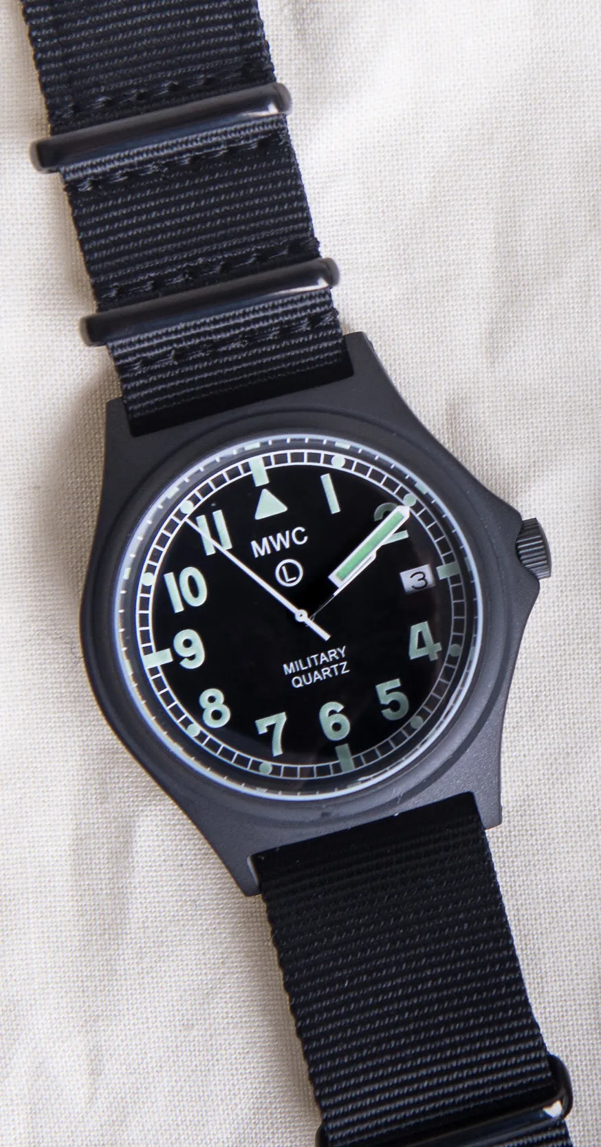 MWC G10 100m PVD Stealth Military Watch with Fixed Strap Bars, 10 Year Battery Life, Screw Crown & Caseback