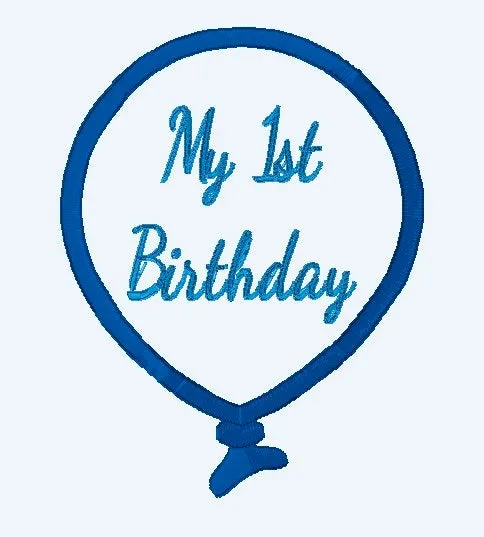 My 1st Birthday Balloon Embroidery Design - 5x7 Hoop