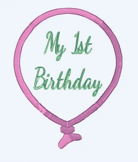 My 1st Birthday Balloon Embroidery Design - 5x7 Hoop