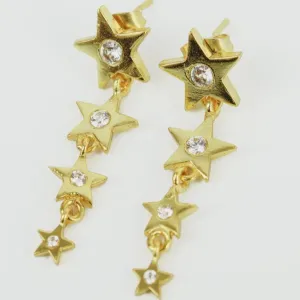 My Doris Gold and CZ Sta Drop Earrings