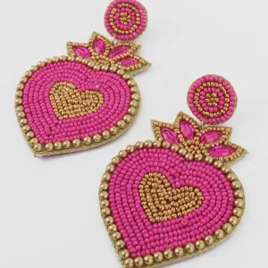 My Doris Pink Heart Statement Earrings