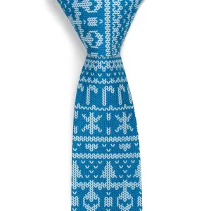 My grandma knit this Blue Ugly Christmas Sweater Tie