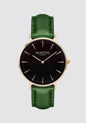 Mykonos Vegan Leather Watch Gold | Black & Green