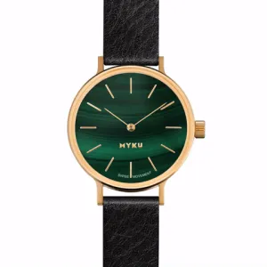 MYKU Malachite Gold 32mm Watch