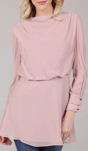 Myra Modest Chiffon Tunic Dress - Tearose - FINAL SALE