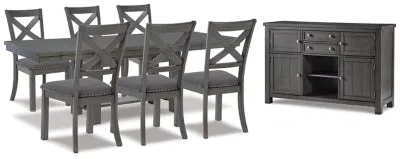 Myshanna Dining Table and 6 Chairs with Storage