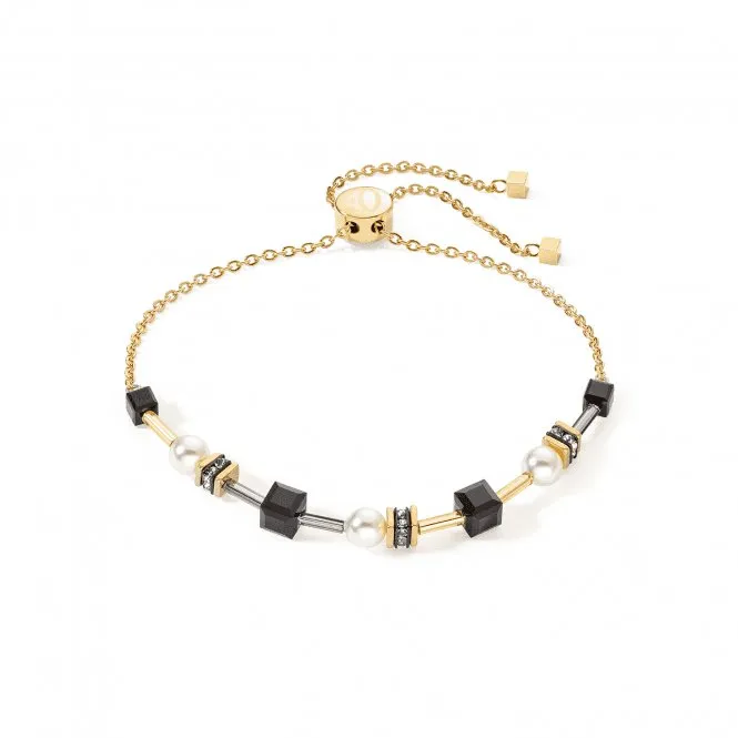 Mysterious Cubes & Pearls Black-Gold Bracelet 4085/30-1316