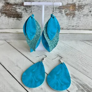 Mystical Feather Faux Leather Teardrop Ear Bling Two Styles Available