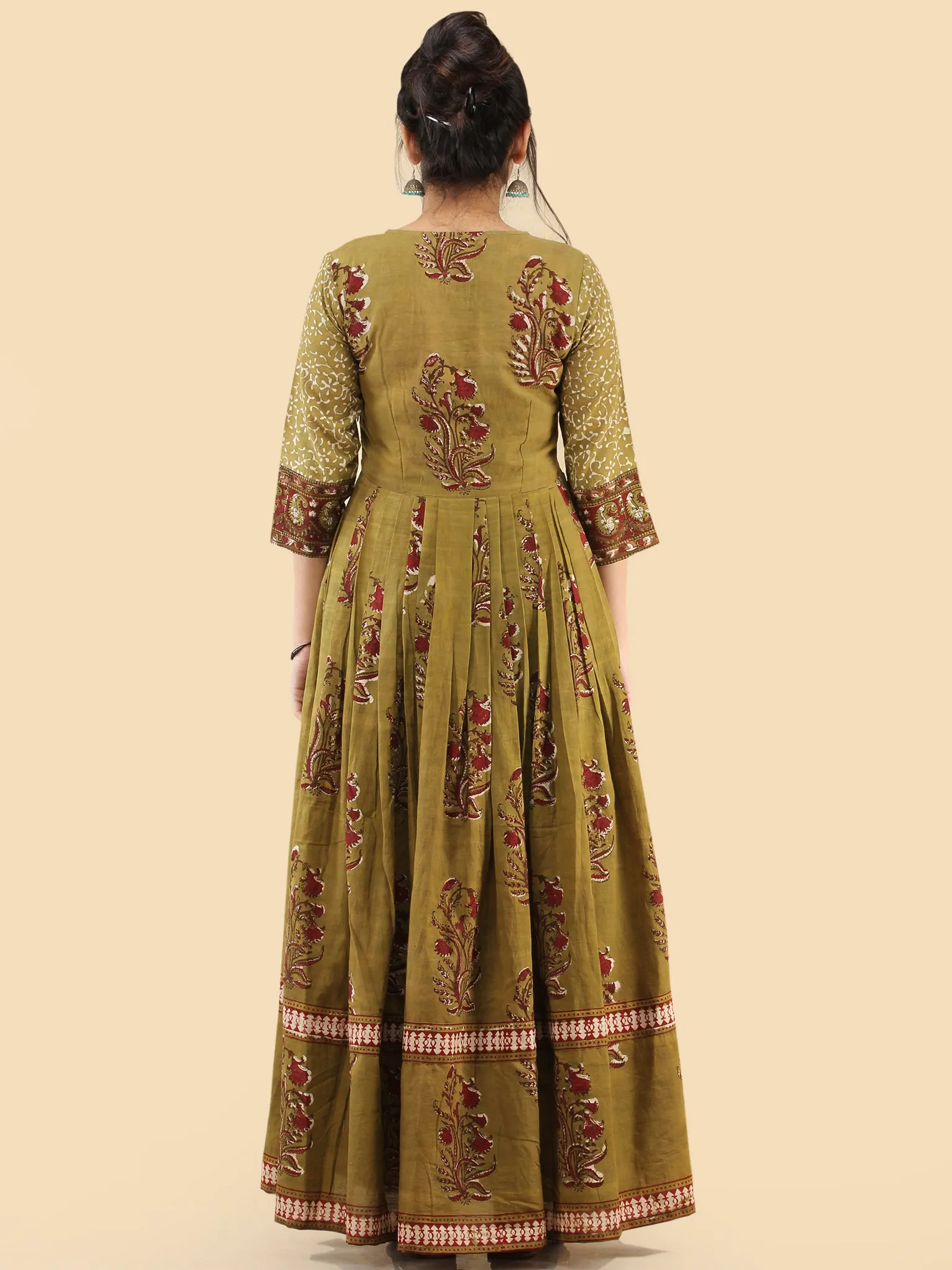 Naaz Faazila - Hand Block Printed Long Cotton Embroidered Dress - DS91F001