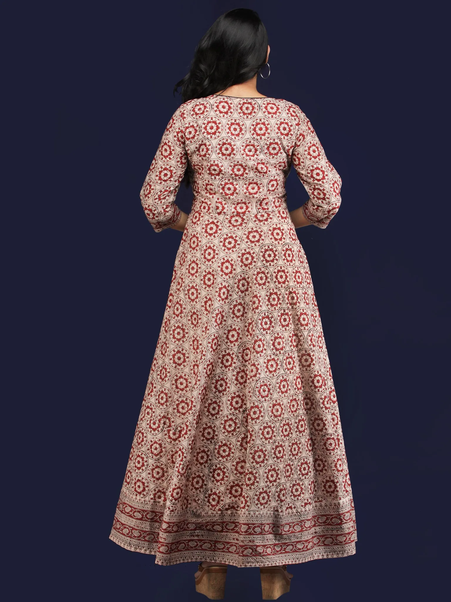 Naaz Safreen - Hand Block Printed Long Embroidered Jacket Dress - DS113F001