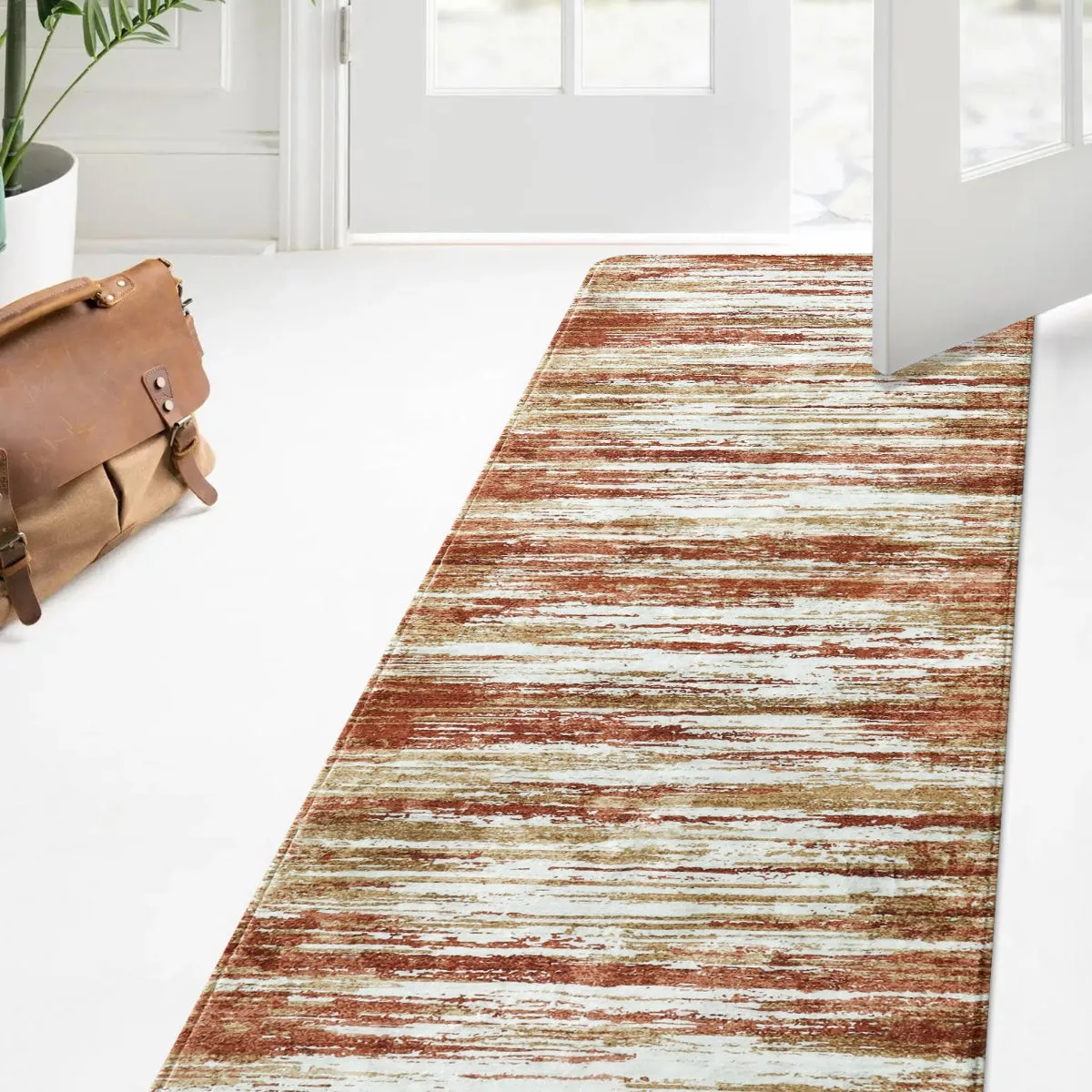 Nadia Modern Ombre Abstract Dark Red/Orange Area Rug