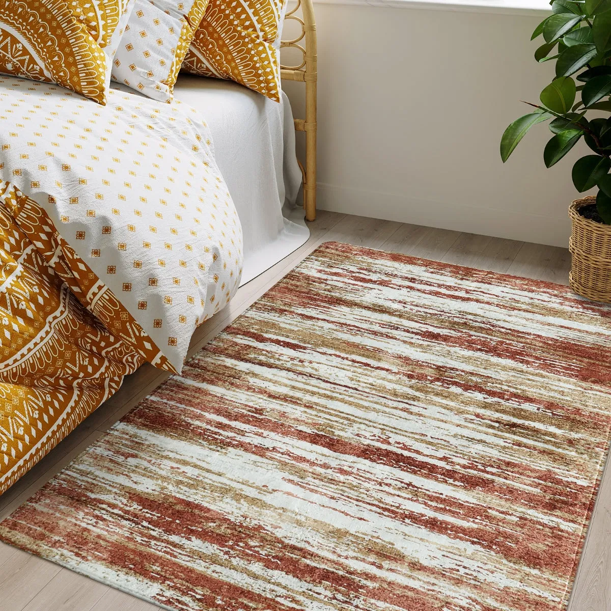 Nadia Modern Ombre Abstract Dark Red/Orange Area Rug