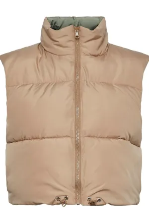 Nadia Short Puffer Vest - Silver Mink