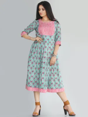 Nadima - Hand Block Printed Cotton Midi Dress with Side Pockets - D71F2013