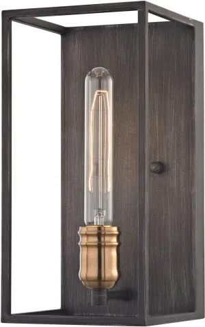 Nadra 1 Light Wall Sconce In Brushed Gray and Polished Gold