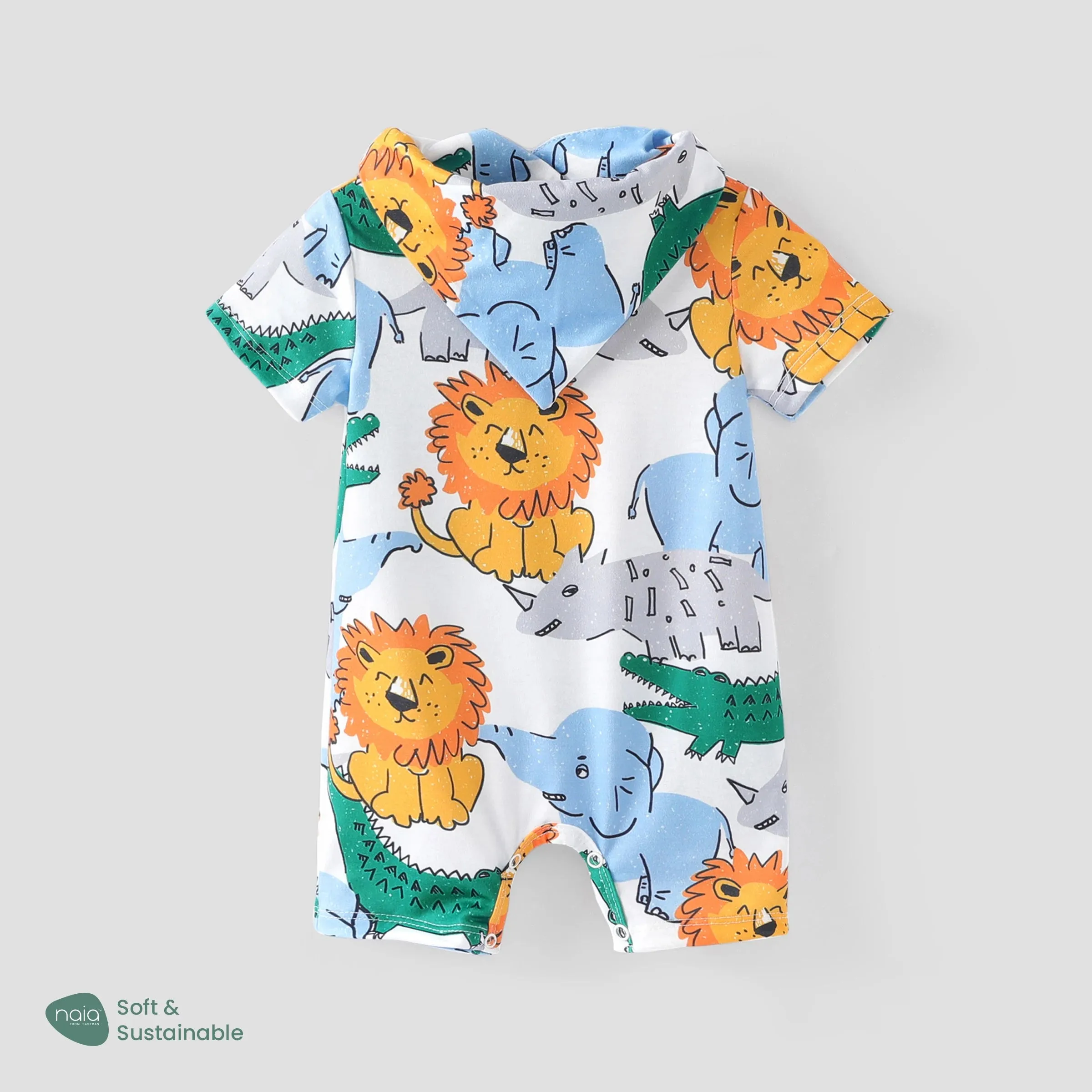 Naia Lion Print Romper and Bib Set